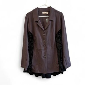 Logo Lori Goldstein Lavish Blazer Jacket Callie Gray Black Velour Womens 1X